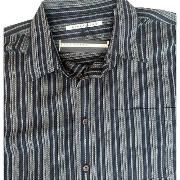 Linea Dome XL Men's Striped Short Sleeve Button-Up Shirt Multicolor Point Collar - Picture 10 of 14